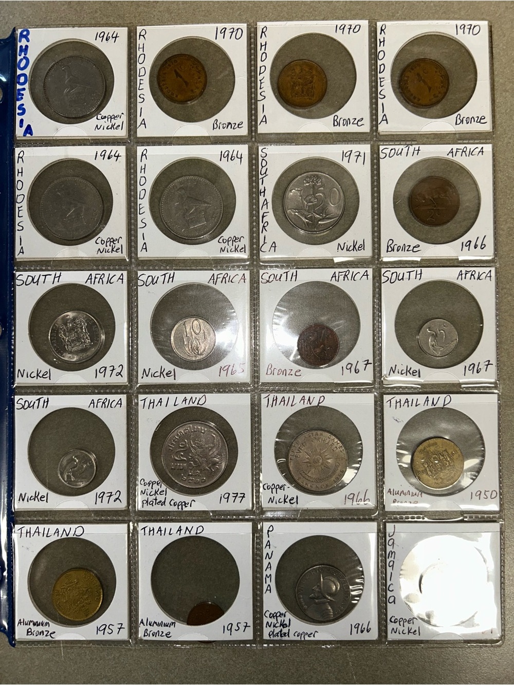 World coins Collecting Display Album - Gray Coin Holder Page 20 coins